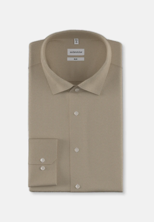 Shaped Chemise en flanelle Uni in Marron |  Seidensticker Onlineshop