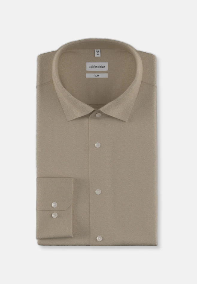 Shaped Chemise en flanelle Uni dans Marron | Boutique en ligne Seidensticker