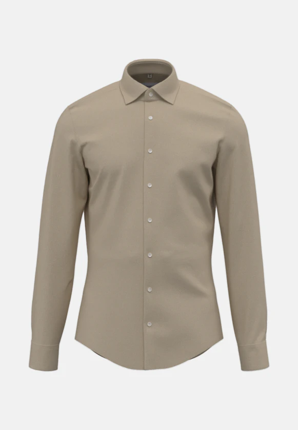 Shaped Chemise en flanelle Uni in Marron |  Seidensticker Onlineshop