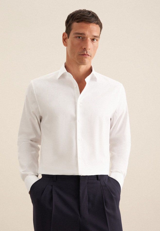 Chemise en flanelle Shaped Col Kent dans Blanc | Boutique en ligne Seidensticker