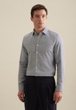 Chemise en flanelle Shaped Flanelle Col Kent in Bleu Foncé |  Seidensticker Onlineshop