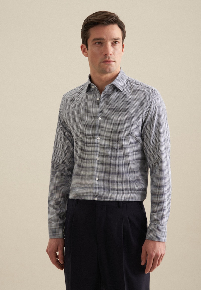 Flannel shirt in Shaped with Kent-Collar