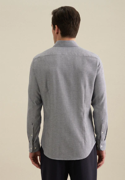 Shaped Flannel shirt Check in Dark Blue |  Seidensticker Onlineshop