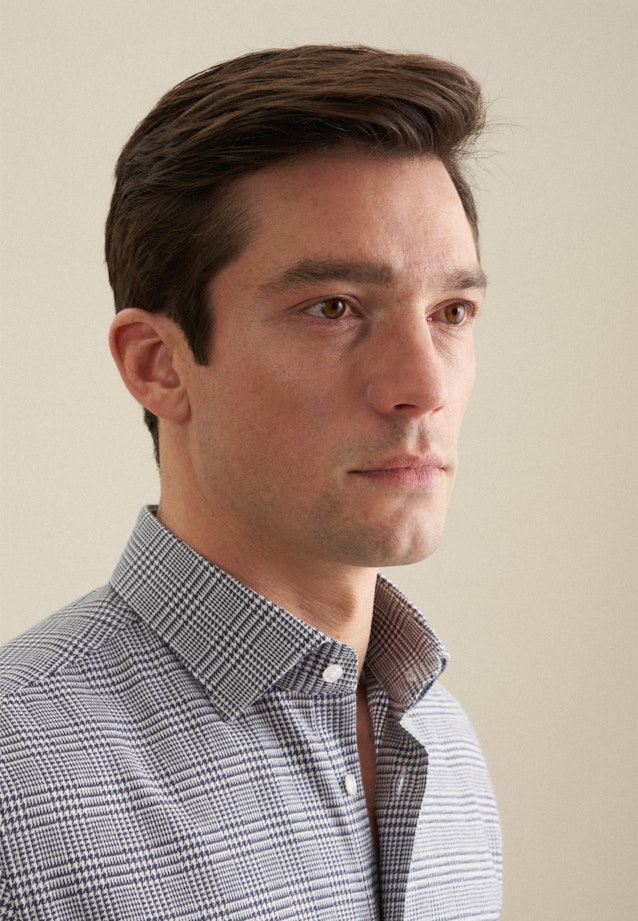 Shaped Chemise en flanelle carreaux in Bleu Foncé |  Seidensticker Onlineshop