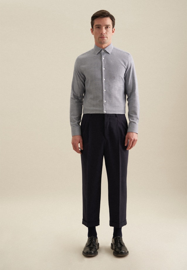 Shaped Chemise en flanelle carreaux in Bleu Foncé |  Seidensticker Onlineshop