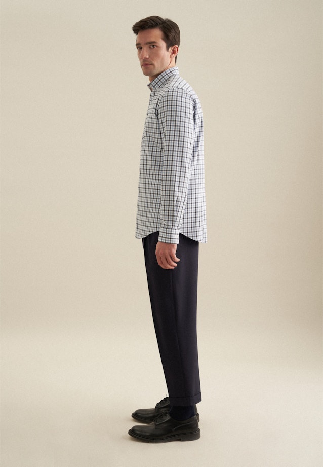 Flanell Flanellhemd in Shaped mit Button-Down-Kragen in Dunkelblau |  Seidensticker Onlineshop