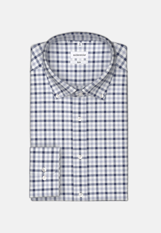 Flannel shirt in Shaped with Button-Down-Collar in Dark Blue |  Seidensticker Onlineshop