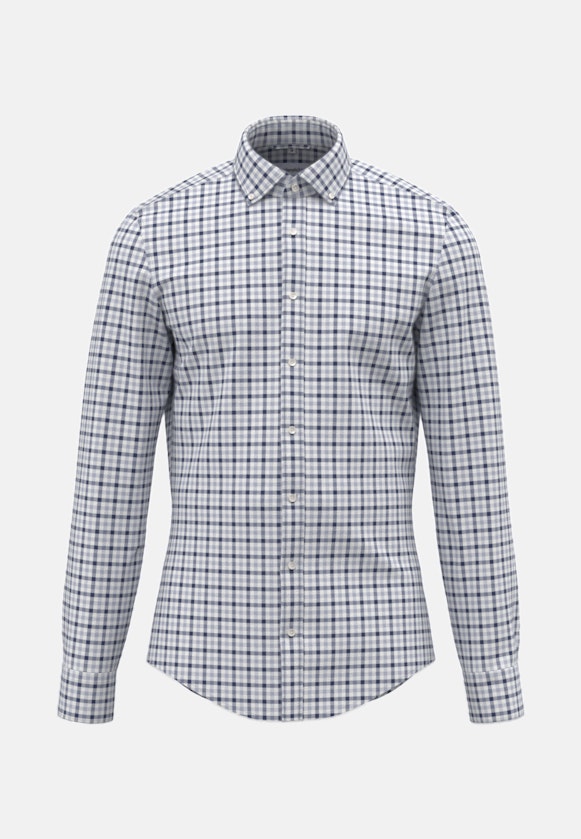 Flannel shirt in Shaped with Button-Down-Collar in Dark Blue |  Seidensticker Onlineshop