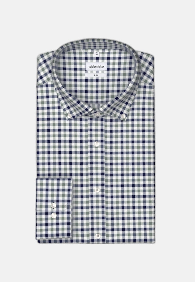 Flannel shirt in Shaped with Button-Down-Collar in Green |  Seidensticker Onlineshop