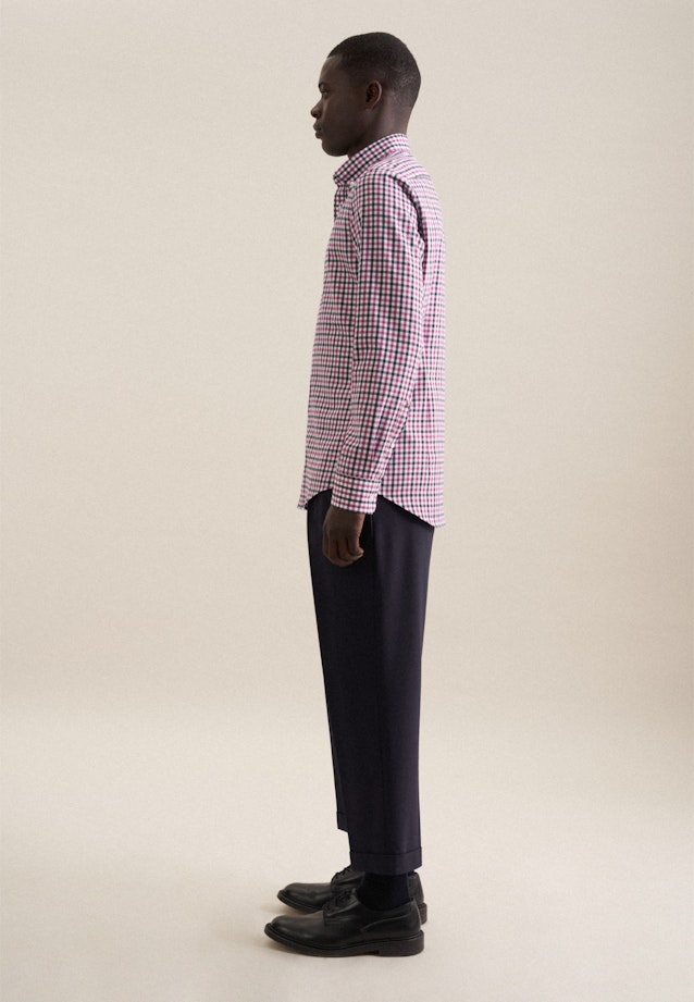 Flanellen hemd in Shaped with Button-Down-Kraag in Roze/Pink |  Seidensticker Onlineshop