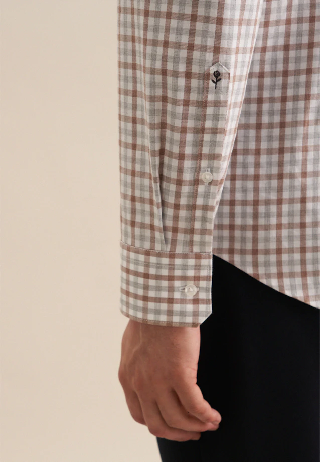 Shaped Flanellhemd Karo in Braun |  Seidensticker Onlineshop