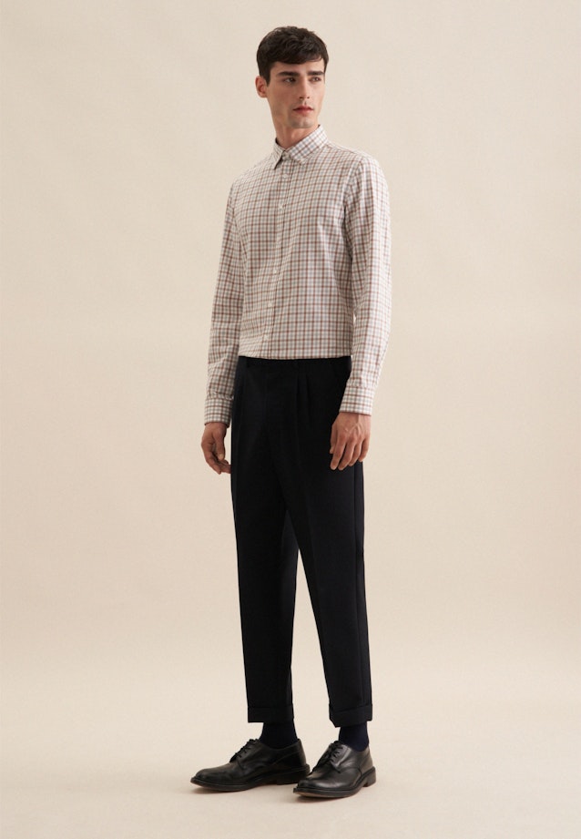 Shaped Flannel shirt Check in Brown |  Seidensticker Onlineshop