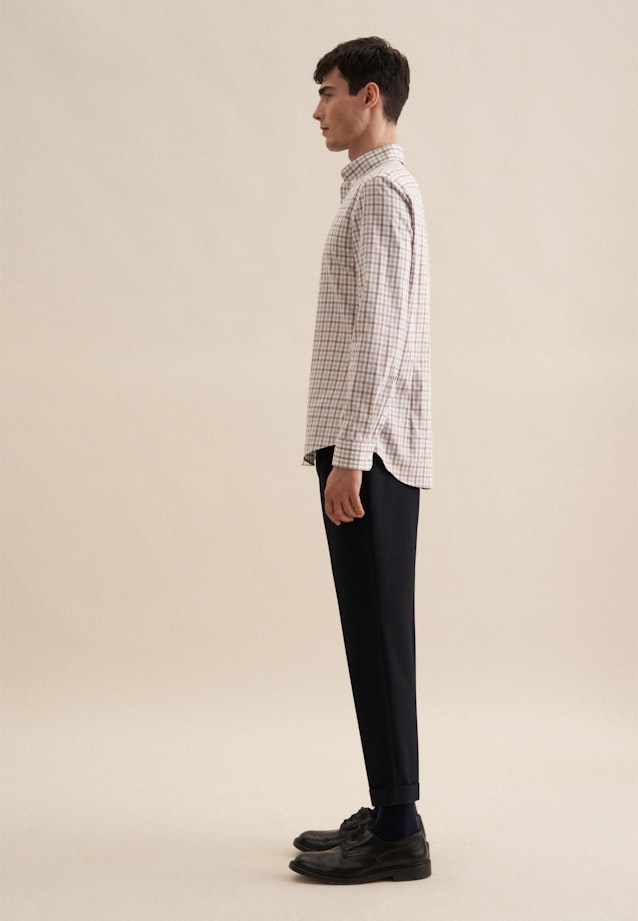 Flanellen hemd in Shaped with Button-Down-Kraag in Bruin |  Seidensticker Onlineshop