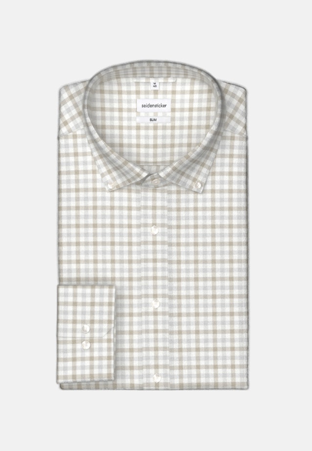 Flannel shirt in Shaped with Button-Down-Collar in Brown |  Seidensticker Onlineshop