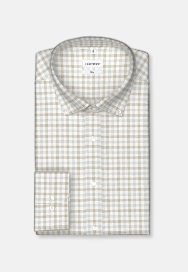 Shaped Flanellhemd Karo in Braun |  Seidensticker Onlineshop