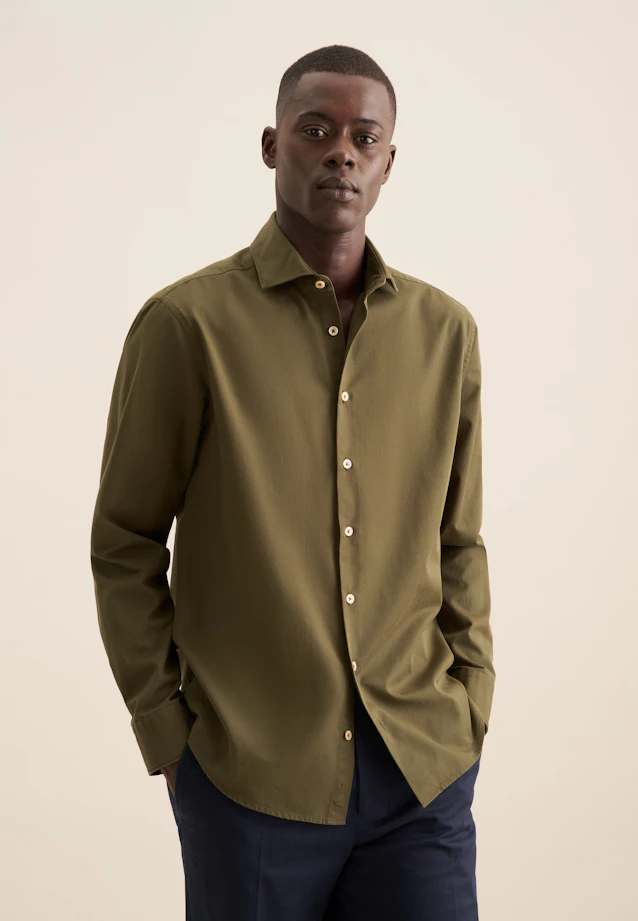 Regular Casual Hemd Uni in Grün |  Seidensticker Onlineshop