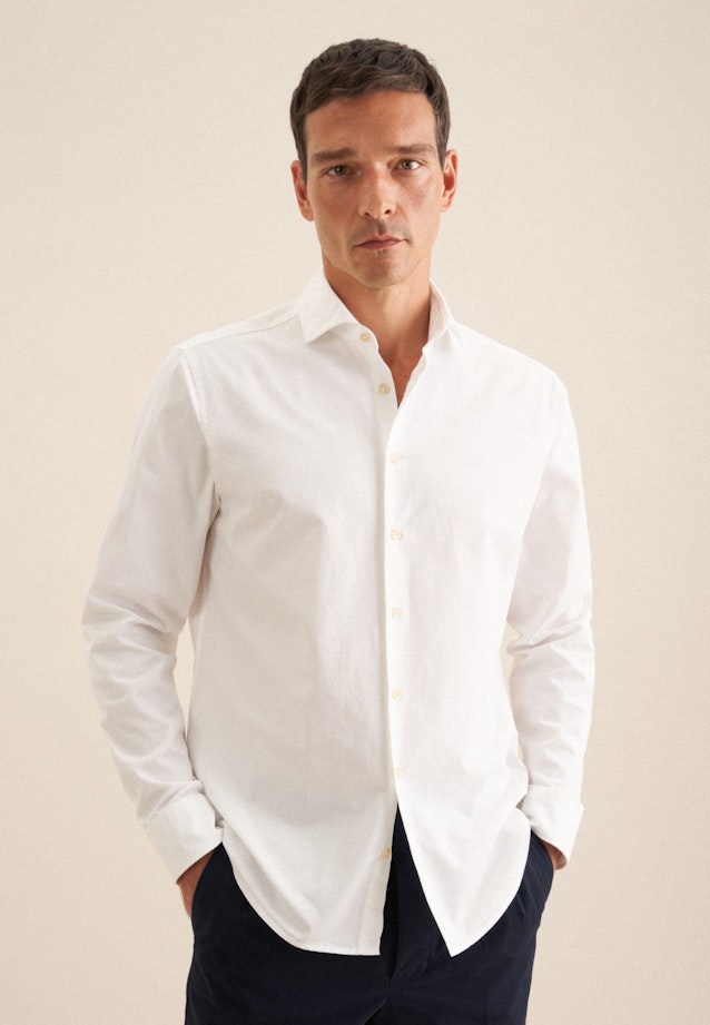 Regular Casual Hemd Uni in Blanc |  Seidensticker Onlineshop