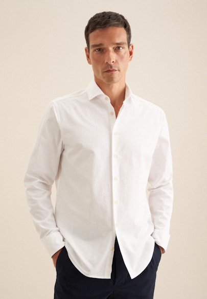 Regular Chemise décontractée Uni in Blanc |  Seidensticker Onlineshop