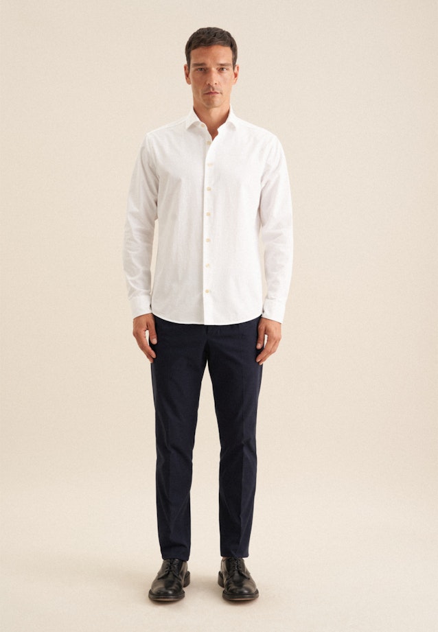 Regular Casual Hemd Uni in Blanc |  Seidensticker Onlineshop