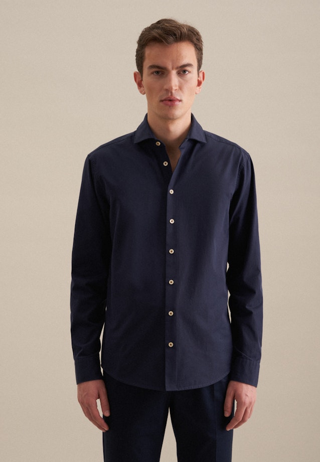 Chemise Décontractée Regular Manche Longue Sémi-Classique in Bleu Foncé |  Seidensticker Onlineshop