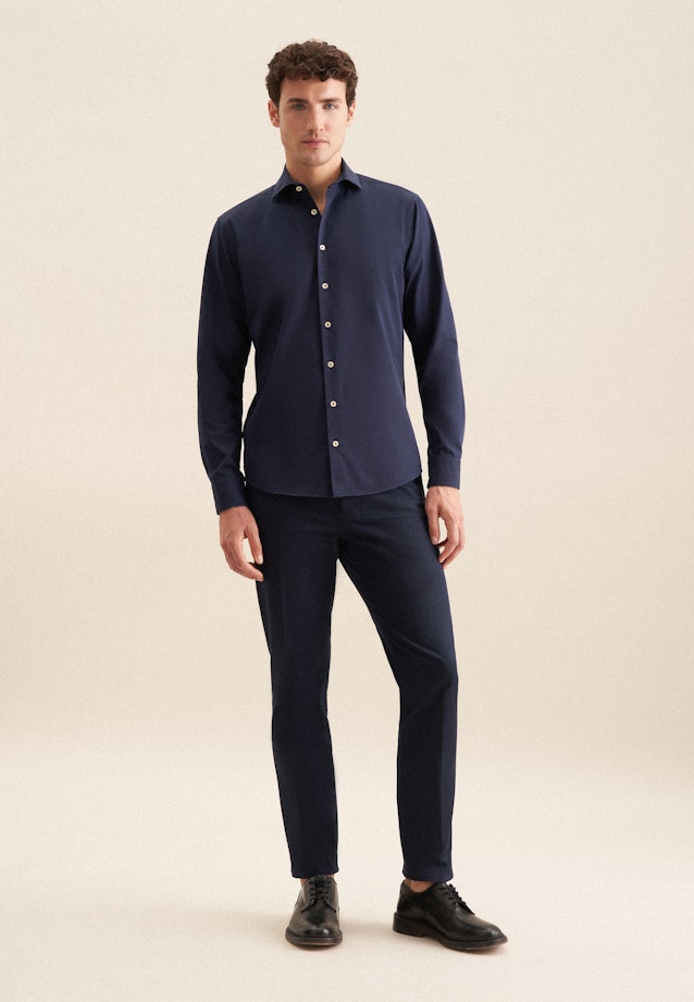 Chemise Décontractée Regular Manche Longue Sémi-Classique in Bleu Foncé |  Seidensticker Onlineshop