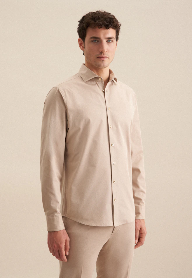 Regular Chemise décontractée Uni dans Beige | Boutique en ligne Seidensticker