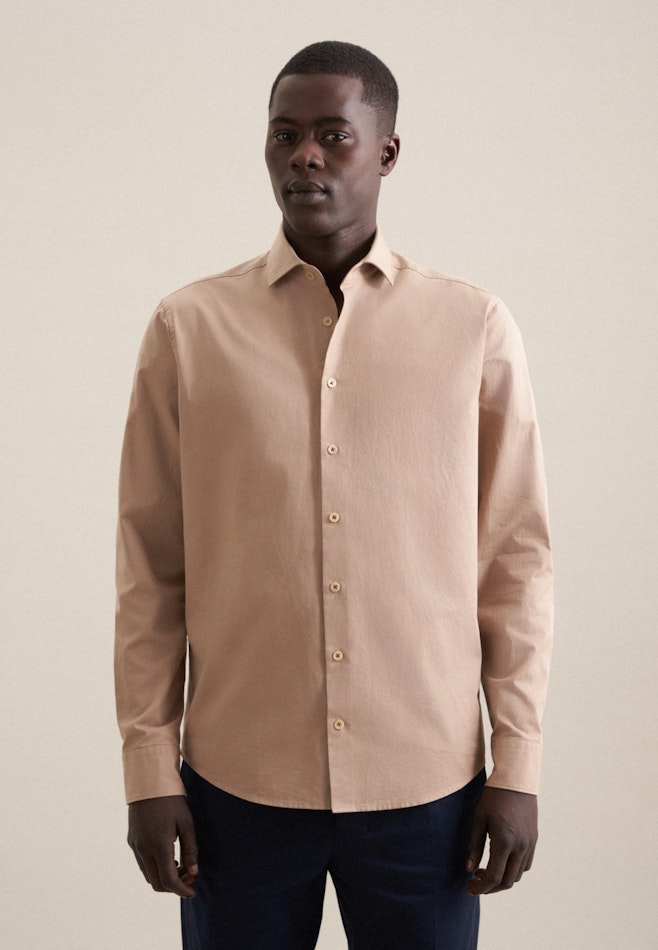 Regular Casual Hemd Uni in Braun | Seidensticker Onlineshop