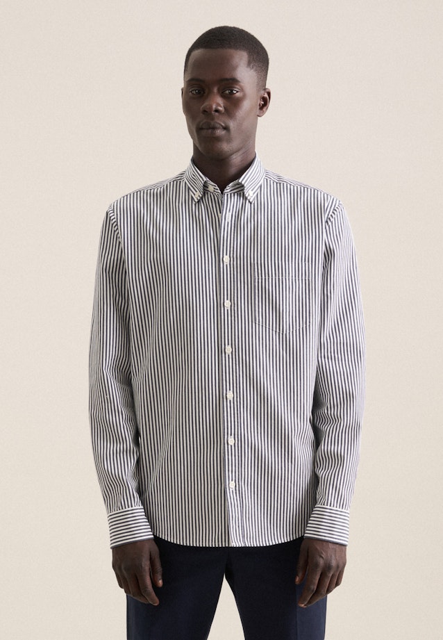 Chemise casual in Regular with Col Boutonné in Bleu Foncé |  Seidensticker Onlineshop