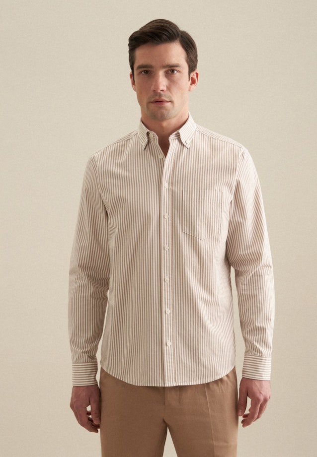 Twill Casual Hemd in Regular mit Button-Down-Kragen in Braun |  Seidensticker Onlineshop