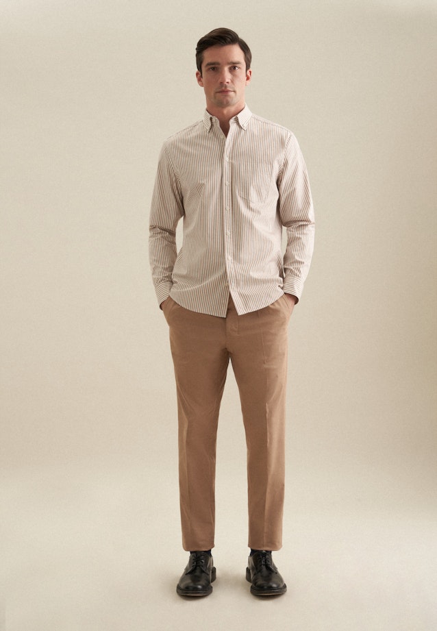 Twill Casual Hemd in Regular mit Button-Down-Kragen in Braun |  Seidensticker Onlineshop