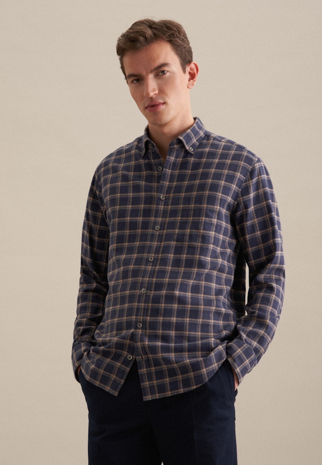 Casual overhemd in Regular with Button-Down-Kraag in Donkerblauw | Seidensticker online winkel