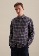 Casual overhemd in Regular with Button-Down-Kraag in Donkerblauw |  Seidensticker Onlineshop