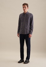 Flanell Casual Hemd in Regular mit Button-Down-Kragen in Dunkelblau |  Seidensticker Onlineshop