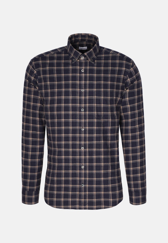 Flanell Casual Hemd in Regular mit Button-Down-Kragen in Dunkelblau |  Seidensticker Onlineshop