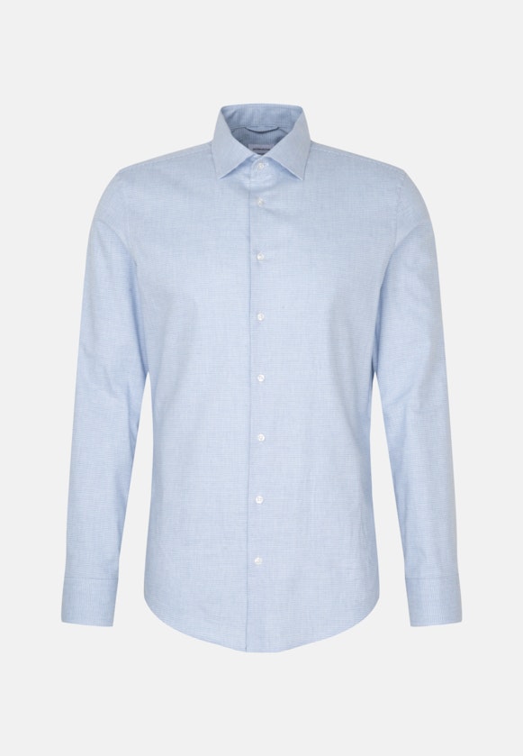 Flannel shirt in Slim with Kent-Collar in Light Blue |  Seidensticker Onlineshop