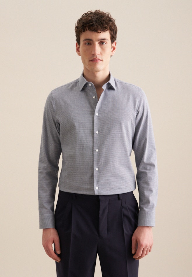 Slim Chemise en flanelle Pepita dans Bleu Foncé | Boutique en ligne Seidensticker