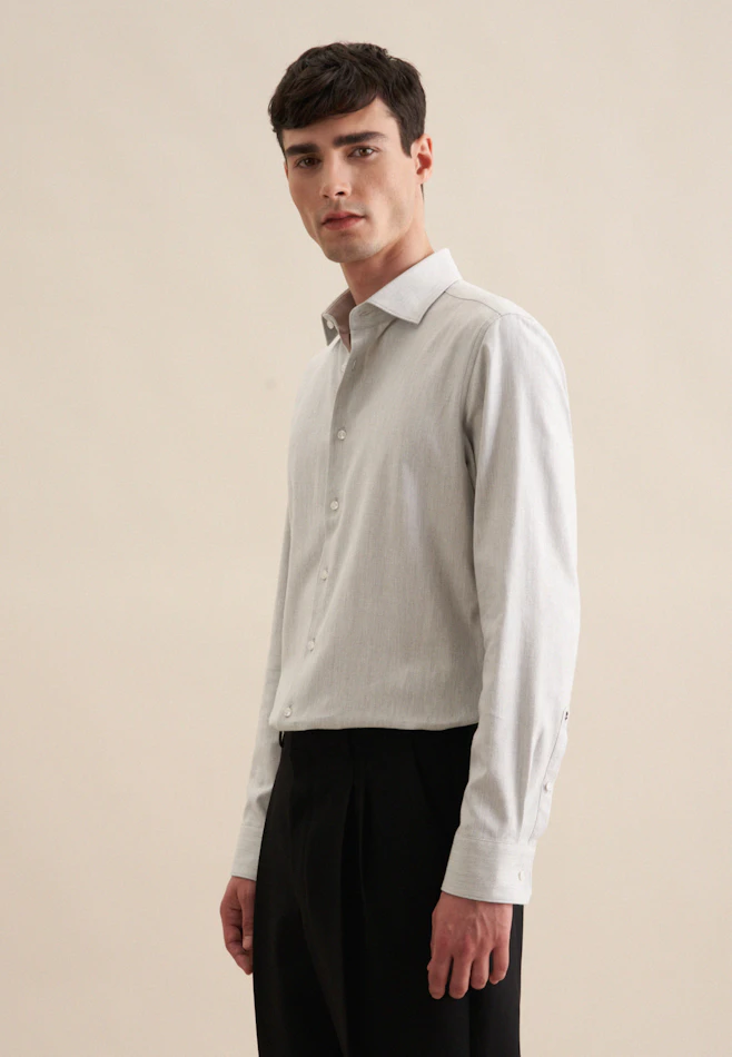 Slim Flannel shirt Stripe in Grey | Seidensticker online shop
