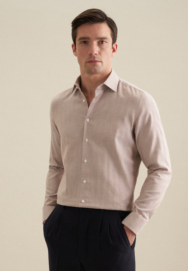 Chemise en flanelle Slim Fil à fil Col Kent in Marron |  Seidensticker Onlineshop