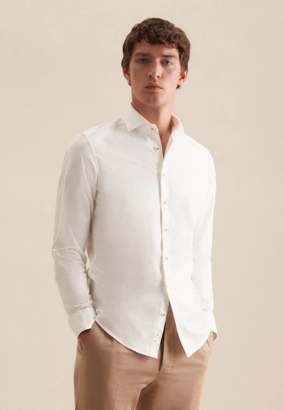 Slim Chemise décontractée Uni in Ecru |  Seidensticker Onlineshop