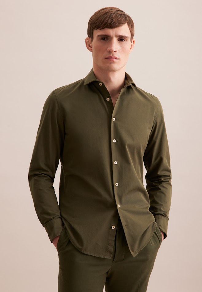 Slim Chemise décontractée Uni dans Vert | Boutique en ligne Seidensticker