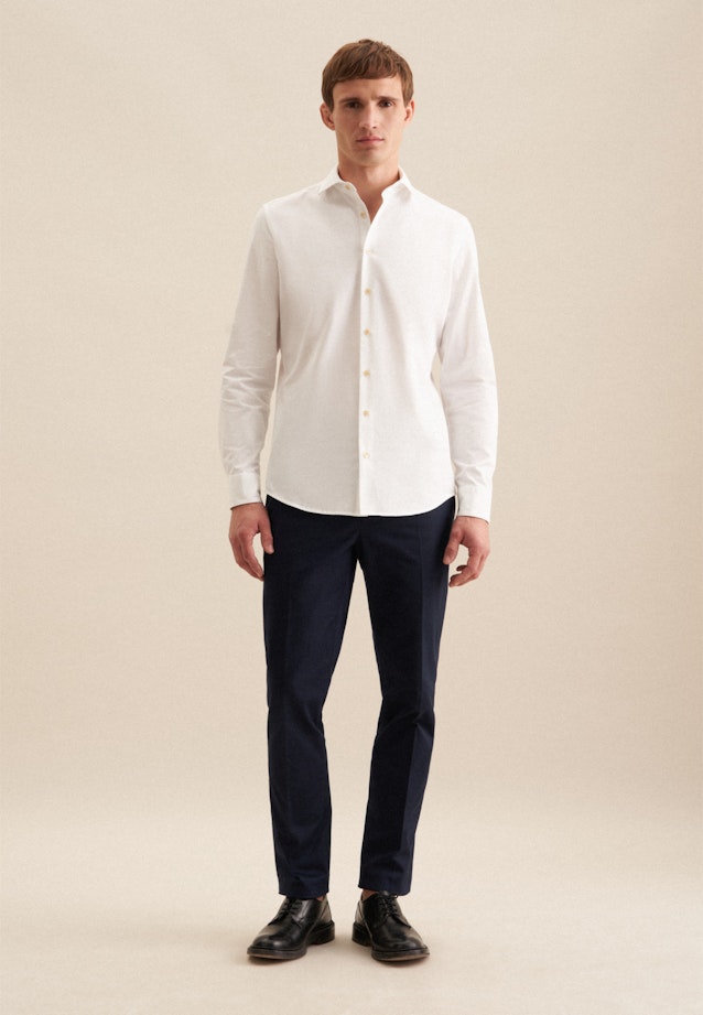 Slim Chemise décontractée Uni in Blanc |  Seidensticker Onlineshop