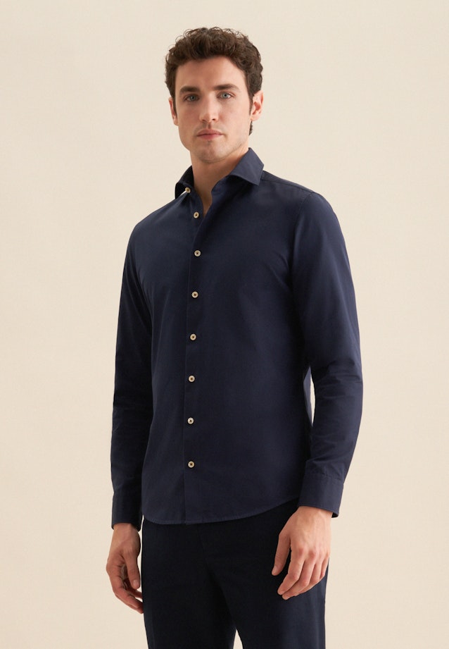 Chemise Décontractée Slim Manche Longue Sémi-Classique in Bleu Foncé |  Seidensticker Onlineshop