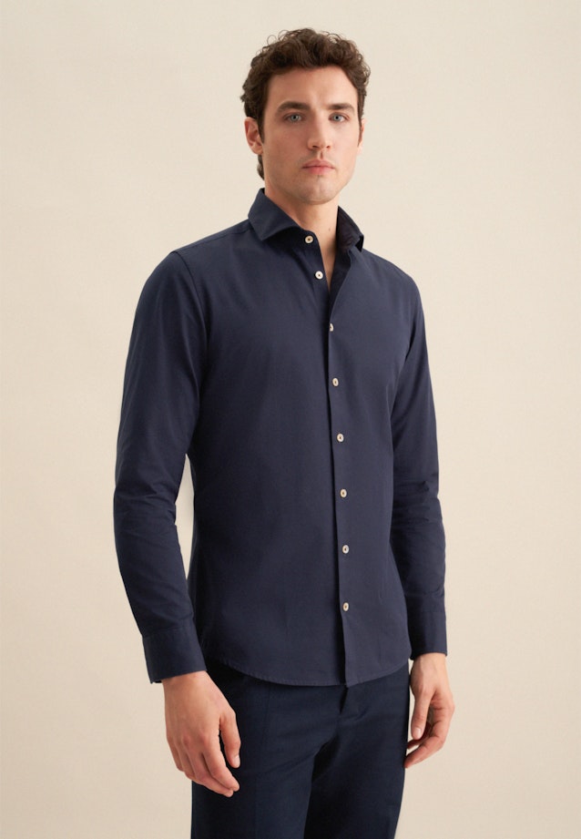 Slim Casual Hemd Uni in Dunkelblau |  Seidensticker Onlineshop
