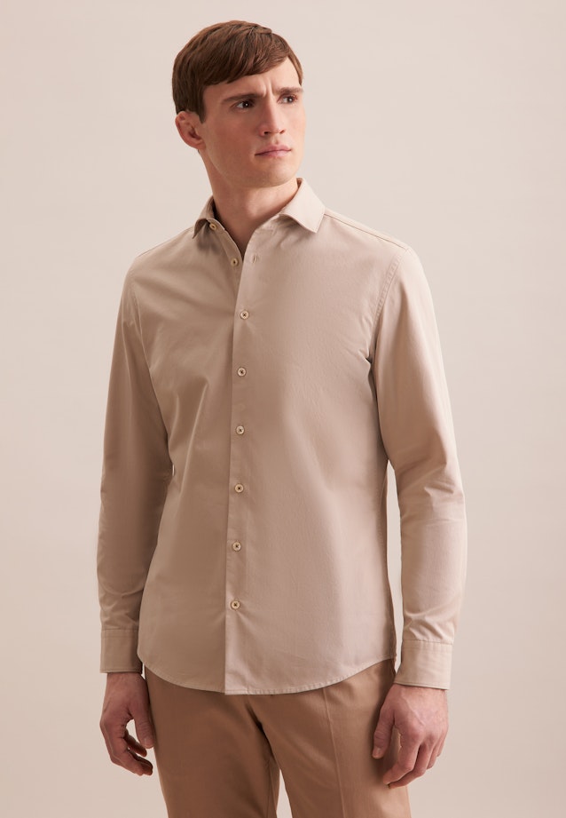 Slim Casual Hemd Uni in Beige |  Seidensticker Onlineshop