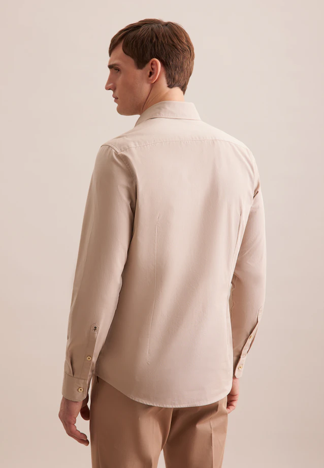 Slim Chemise décontractée Uni in Beige |  Seidensticker Onlineshop