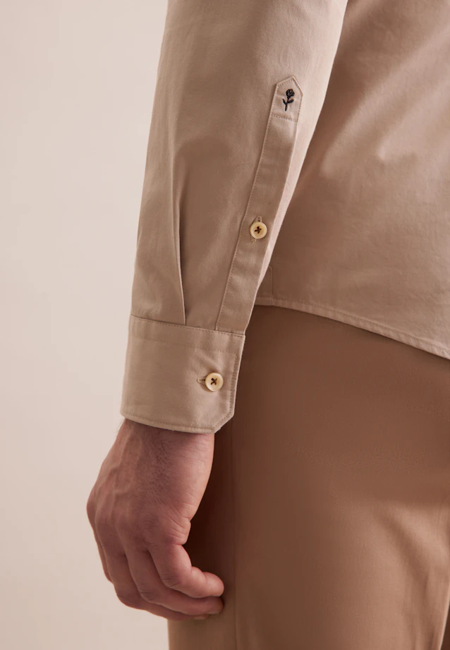 Slim Chemise décontractée Uni in Beige |  Seidensticker Onlineshop