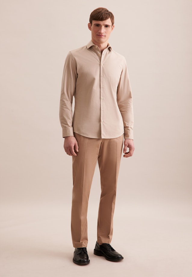 Slim Casual Hemd Uni in Beige |  Seidensticker Onlineshop