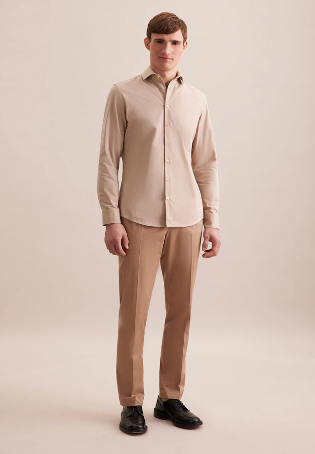 Slim Chemise décontractée Uni in Beige |  Seidensticker Onlineshop