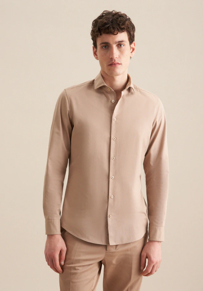 Slim Chemise décontractée Uni dans Braun | Boutique en ligne Seidensticker