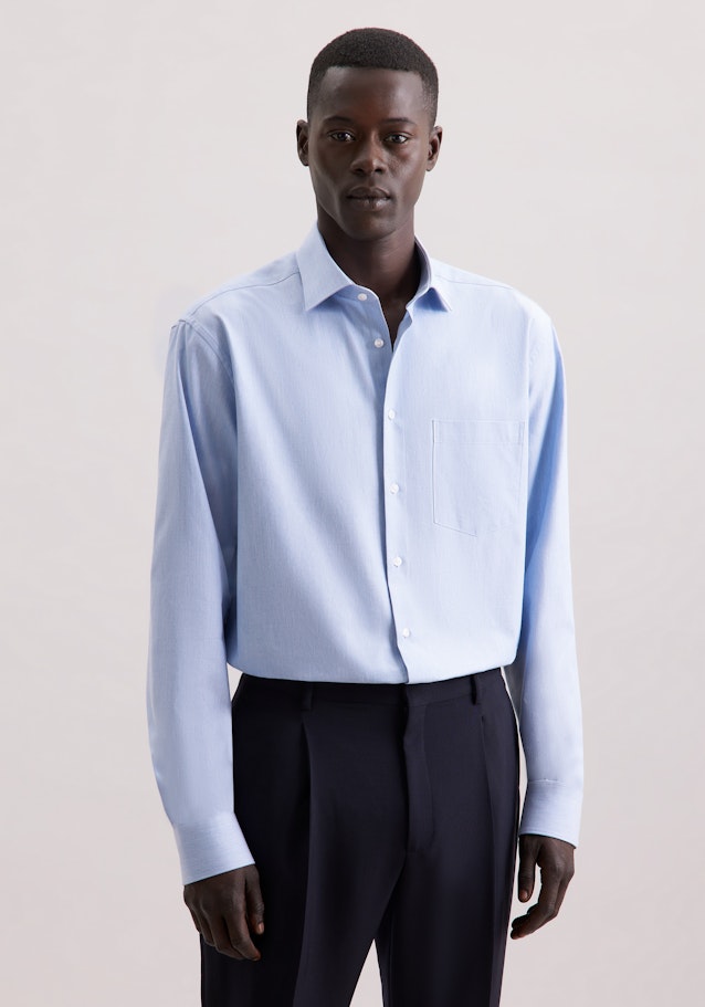 Regular Flanellhemd Uni in Hellblau | Seidensticker Onlineshop